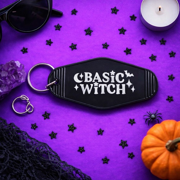 Hand Crafted Accessories - 3/$15 Basic Witch Black Motel Keychain | Spooky Cute Gift | Goth Witchy